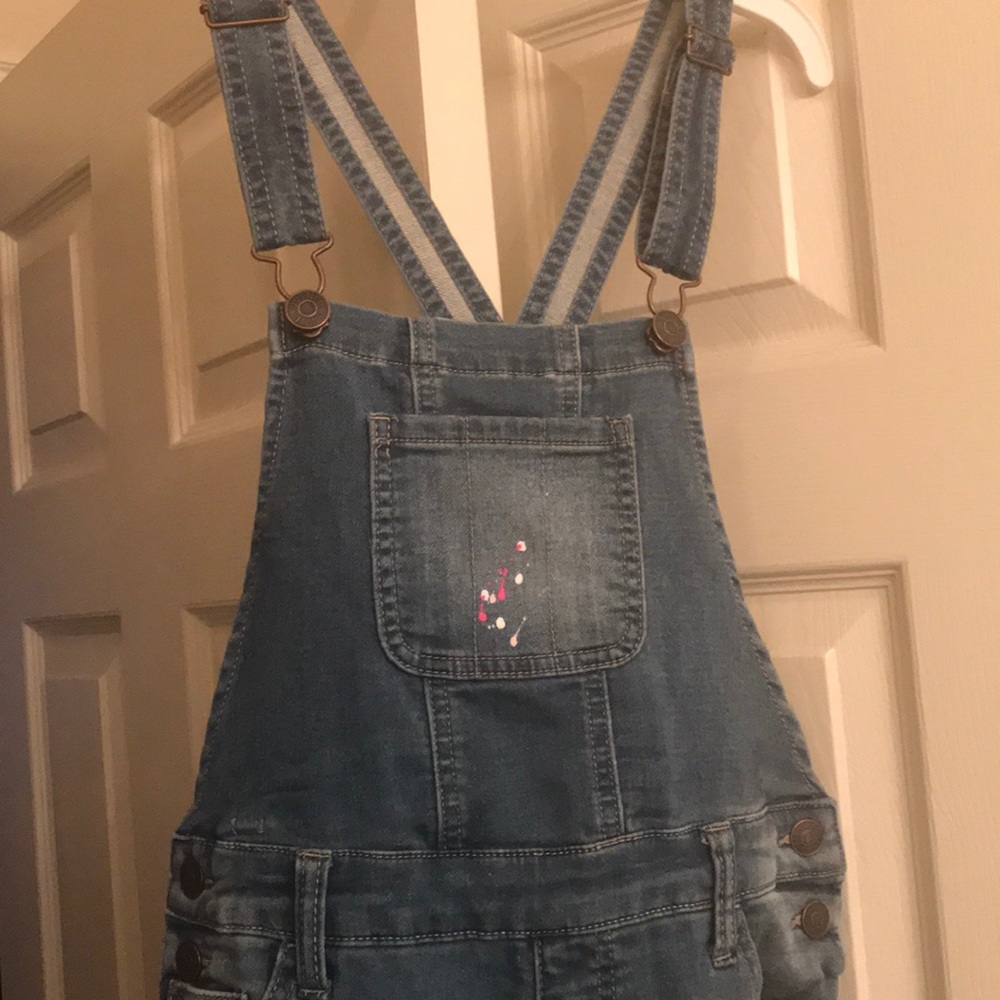 Distressed overalls
